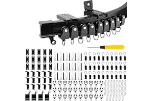 NZZVNZ 186 piezas de riel de cortina Negro,Riel Cortina Camper de ABS,5M Cortina Riel Flexible para Techo y Paredpara Separación de Habitaciones Cortinas Ventana Hotel Negro