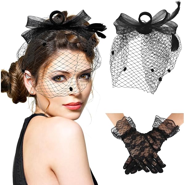 Chapeau Bibi Voilé Avec Plumes Et Perles - Style Vintage Années 20/50 - Pour Mariage, Cocktail, Soirée - Clip Intégré