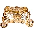 SHIV SHAKTI ARTS Brass Floral Dinner Set 51 Pieces, Floral Dinner Set For 6 People (Pital Thali Set Dinner Purpose)