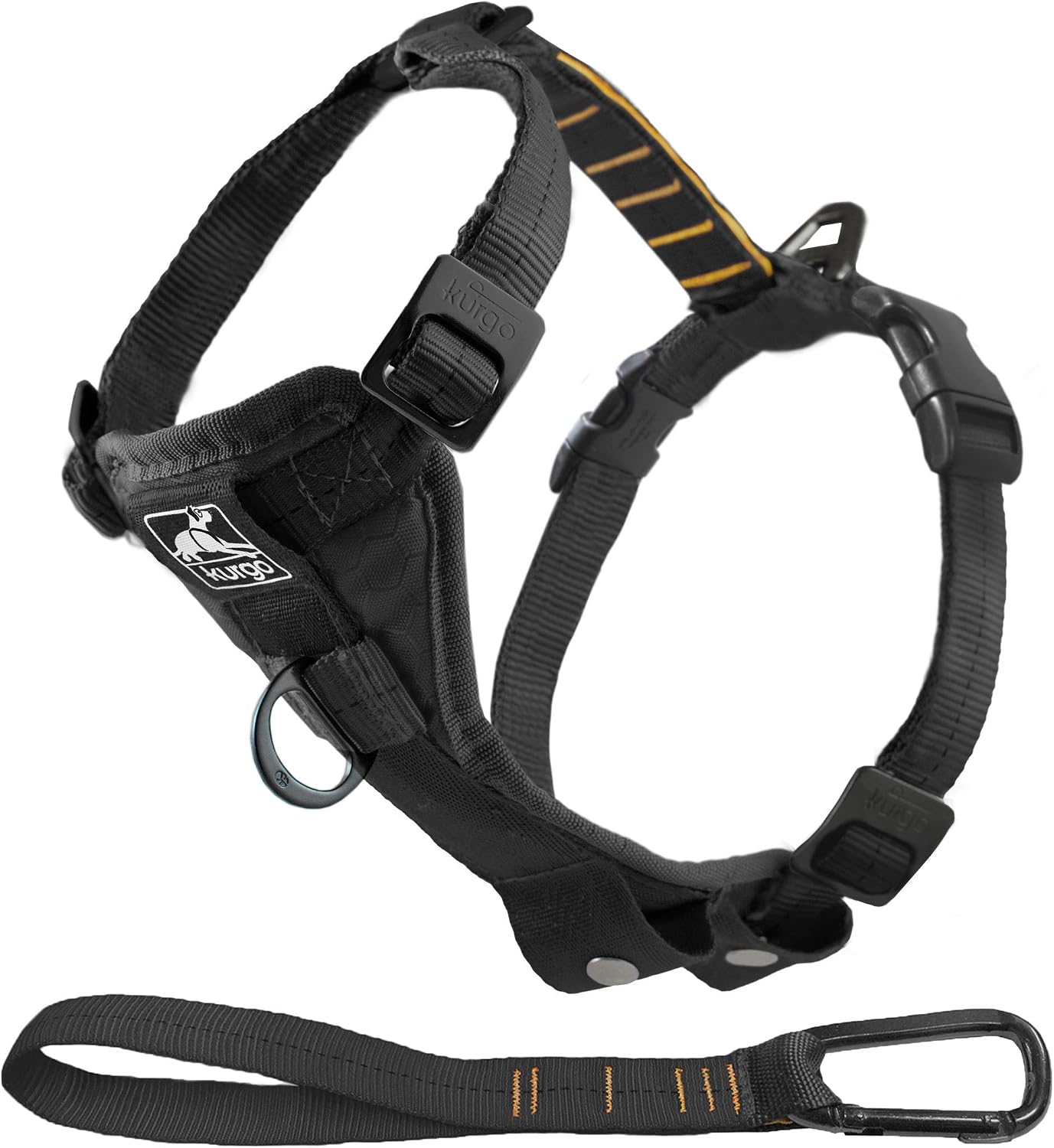 Kurgo Tru-Fit Smart Dog Walking Harness - Comfortable Fit - Adjustable Harness - Reflective Pet Wear - Quick Strap Release - Daily Walk Accessory - Includes Seat Belt Loop - Black - Medium