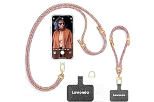 Lawonda Universal Handykette geeignet für alle Smartphones, Kette zum Umhängen um Hals & Handgelenk, Pad mit Kordel, Smartphonekette für Unterwegs, Handyband mit 2er Ersatz Einlage
