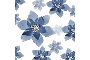 Cindeer 36 Fiori di Stella per Albero di Natale Poinsettia per Decorazioni Natalizie Fiori Artificiali di Natale Glitterate con Clip Ornamenti di Capodanno Matrimonio 4, 6, 9 Pollici (Blu Polvere)
