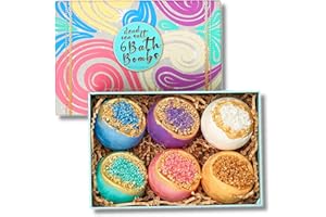 Escential Dead Sea Salt Bath Bombs, 6x80g Organic Vegan Luxury Bath Fizzers, Essential Oils & Natural Scents, Anniversary Birthday Gift Set for Her, Women, Men, Kids