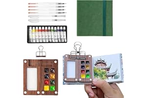 Yamobi Set Acquerelli da Viaggio con Tavolozza e Ciotole Vuote