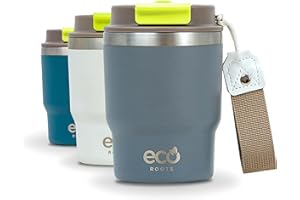 ECOROOTS Evergreen - Vaso Térmico 360 ml | Termo Cafe para Llevar I Acero Inoxidable | Antifugas I Sin BPA I Cuerda Removible | Ligero y Compacto | Ideal para Bebidas Frías o Calientes (GRIS PERLA)
