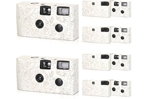 Zhengmy 10 Pack Disposable Camera Bulk for Wedding, 34mm Single Use Camera Bulk with Flash One Time for Gathering Wedding Travel(Gold Rose,Retro Color Film)