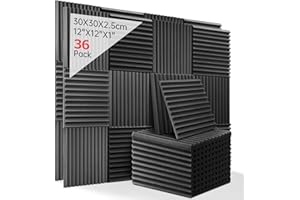 KUCHOOW Aislante Acustico Espuma Acustica Paneles Acusticos, Insonorizacion Acustica Pared Para Podcasting, Estudios de Grabación, Oficinas (36 Piezas)