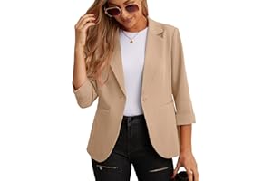GRECERELLE Women's Blazer Suit Elegant 3/4 Sleeve Jackets Business Casual Work Office Blazer Jacket Suiting & Blazers Cardigans with Pockets Button for Ladies