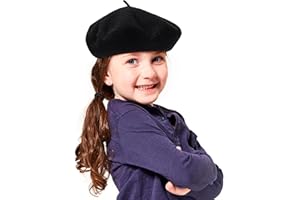 INOGIH Classic French Painter Beret for Girls Kids - Wool French Style Beanie Hat Solid Color Winter-Warm Cap (for 3 to 6 Years)