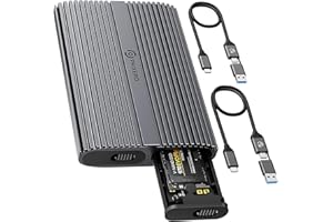 PHIXERO Carcasa SSD Dual NVMe de 10 Gbps Carcasa M.2 NVMe SSD sin Herramientas, Carcasa M2 de Aluminio para M.2 PCIe NVMe M-Key/B+M Key 2280/2260/2242/2230 SSD Compatible con UASP Trim, hasta 4 TB