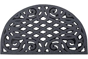 Nicoman Ekologiczna wycieraczka antypoślizgowa, wytrzymała gumowa wycieraczka, bariera, skrobanie, na zewnątrz, wejście, ogród, garaż, drenaż zapobiegający zmęczeniu - (szara, półksiężyc, 75 x 44 cm)