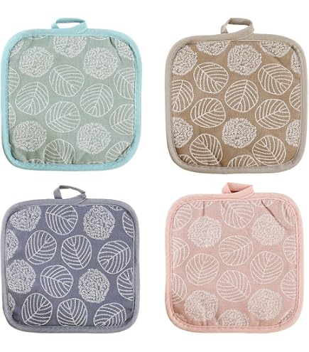 Lot 2 Maniques Cuisine Coton - 15x15cm - Imprimé Cœur Doux - Fabriqué Italie - Lavable 30°C