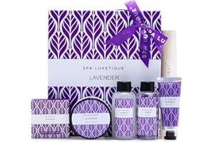 Set de Regalo para Mujer-Spa Luxetique Set de Spa a Lavanda, Caja de Regalo para Ella, Con Crema de Manos, Loción Corporal, Baño de Burbujas, Gel de Ducha, Regalo Original para Mujer