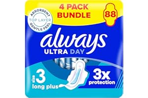 Always Ultra Sanitary Towels Day & Night (Size 3) Wings X22 Pads, Super Absorbent and Ultra Thin, for Menstrual Periods 22 x 4