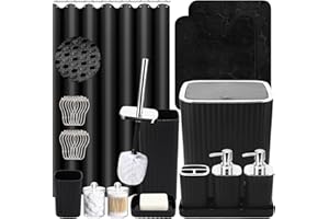 XLHOMO Bathroom Accessories Set - 25PC Black Bathroom Set, Bathroom Set with Shower Curtain and Rugs, Black Shower Curtain Set & Bathroom Rugs