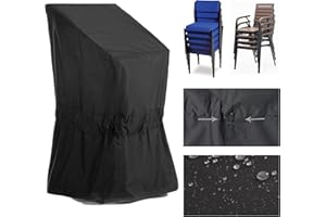 F&J Outdoors Gartenstühle Abdeckung, Wasserdicht UV-beständig Robust Schutzhülle für Stapelstühle Hochlehnstühle, Draußen Plane für Sommer Winter (69x94x91/119cm,Stoff-Upgrade)