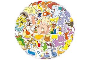‎YICOONUO Pocketmonster Stickers Kinder, 100 Stück Wasserfeste Aufkleber Kinder für Skateboards, Helme, Water Bottle, Tablets, Schultaschen, Kühlschränke, Fahrräder, Türen, Tischplatten