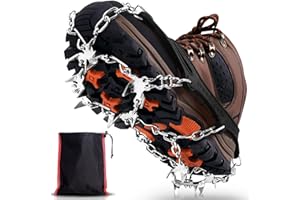 Winline Tacchette da Ghiaccio, Ice Tacchetti,Ramponi da Ghiaccio Antiscivolo con Copertura Gel al Silicone Solido,Dotata di 19 Denti Ottimo per Picco di Ghiaccio Escursionismo Moutaineering