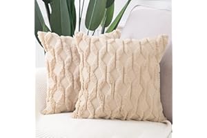 Madizz 2 Pezzi Federe in Lana Corta Velluto Copricuscini Morbido Decorativo Fodere per Cuscino Lusso Stile per Divano Camera da Letto Khaki Quadrate 45x45 cm