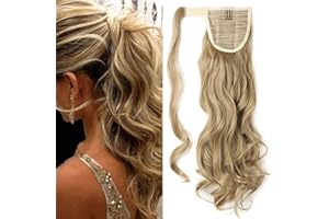 SEGO Extension Coda Capelli Clip Ricci Mossi Coda di Cavallo 43cm Ponytail Fascia Unica Posticci Sintetici 90g - #Biondo Cenere