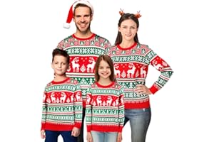 XiaoMoSha Christmas Jumpers for Women Men Kids, Knitted Xmas Pullover Long Sleeve Matching Christmas Jumpers for Holidays(S-XXL)