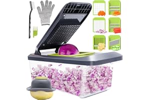 MILCEA Affettatrice Mandolina per Verdure Professionale - Affetta Verdure Multifunzione con 6 Lame, Guanti di Sicurezza, Taglia Verdure Julienne Manuale