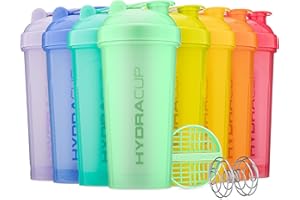 Hydra Cup OG Shaker-Flaschen für Protein-Shakes, Shaker-Becher mit Ballmixer, Schneebesen, für unterwegs, BPA-frei, leuchtende Farben, 8 Stück, 8 Stück