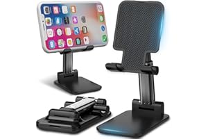 ‎RETOO Retoo Stojak na telefon komórkowy, regulowany, uchwyt na smartfon z systemem Android, składany, pod wieloma kątami, kompatybilny z Samsungiem, Huawei, Xiaomi, na biurko, antypoślizgowe nóżki, czarny