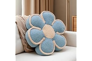 Aryan Flower Throw Pillow, Floor Cushion Seat Cushions 16In Cute Decorative Pillows for Teen Girls Room Bedroom Decor Sofa Couch Chair Bed Aesthetic (Blue)