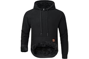 YuKaiChen Herren Fleece Hoodie Dicker Pullover Sherpa Gefüttert Waffel Außenstoff Winter Warmer Sweatshirt mit Känguru Tasche