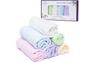 M & R HOME JUST RELAX Soft Bamboo Face Towels & Wash Cloths for Babies | Pack of 6 Multicolor Reusable Cloths | Gentle & Absorbent Baby Bath Essentials for Newborns, Kids & Adults | Flannel Gift Set