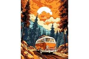 TISHIRON Malowanie według liczb, dla dorosłych i dzieci, obraz dla początkujących, "zrób to sam", ręcznie malowany obraz olejny, zestaw łącznie z pędzlem i farbą akrylową, 40 x 50 cm (bez ramki) - las