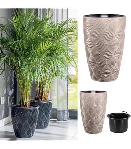 MATUBA Pflanzkübel 14 Liter, Weiß, 30x30x35 Cm – Leichter Kunststoff-Topf Mit Tank Für Balkon & Garten