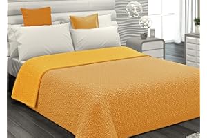 il dolce stile della tua casa Copriletto Trapuntino Leggero Matrimoniale/Piazza e Mezza/Singolo Estivo Double Face Bicolor Reversibile made in Italy (matrimoniale, giallo)