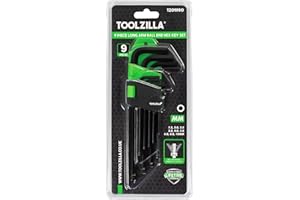 TOOLZILLA Allen Key Set - 9 Piece Hex Key Set with Advanced Ball End Design and Precision Machined Tips for Easy Fixing, Higher Strength and Durability (Bike Tools)