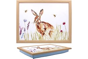 Tamersgifts Cushioned Laptrays Lap Tray TV Dinner Bean Bag Padded Cushion Gift (Countryside Hare Laptray)