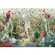 MINIWAN Puzzle 1000 Pezzi 'Giardino Serale' Per Adulti | Scena Patio Con Luci, Gatti, Dimensioni Finali 70x50cm