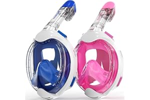 G2RISE Full Face Snorkel Mask Kids Snorkeling Set, 180 Degree Panoramic View, Anti-Fog & Anti-Leak Dry Top Snorkel Set for kids 3-8