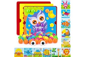 AluAbi Button Art Toys for Toddlers, Crafts for Toddler Toys Age 3-5, Early Learning Educational Toys, Color Matching Puzzle, Fine Motor Skills Game, Preschool Learning Toys for Boys & Girls 3+