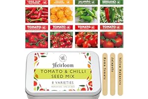THE LITTLE TREES BEES & SEEDS COMPANY Tomato & Chilli Seeds for Gardening, 8 Easy Sow Seed Varieties, 8 Plant Markers & Growing Guide - Gifts for Adults & Kids, Little Trees Bees & Seeds Co