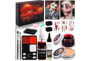 TZPAUG Halloween Set de Faux Sang,Halloween Set Maquillage à Effets Speciaux,Halloween Make UP Set SFX Zombie Vampire Clown Maquillage,Réaliste, Lavable, Sûr, Fake Blood pour Halloween fête de thème
