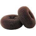 CLOTHOBEAUTY 2-Piece Extra Large Size Hair Bun Donut Maker, Ring Style Chignon Buns Maker (4.3 in. For Thick & Long Hair) - Brown