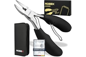 ‎ROBBX ROBBX® Profi Nagelzange für starke Fußnägel und Fingernägel | Weicher Griff | Inklusive stabilem Lederetui | Nagelschere für dicke Nägel