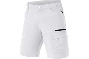 TACVASEN Men's Cargo Shorts Quick Dry Elasticated Waist Work Shorts for Outdoor Hiking with Zip Pockets