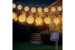 Songlypian 7.5M Guirlande Lumineuse Marocaine, 50 LED lumineuse solaire d'extérieur, 8 Modes & IP65 étanches Lampes Marocaines pour jardin, Terrasse, Mariage, Fête, Extérieur (blanc chaud)