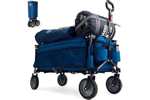 ‎TIMBER RIDGE TIMBER RIDGE Bollerwagen Faltbar XXL Strandwagen mit Seitentasche Getränkehalter verstellbarem Griff,Transportwagen für Alle Gelände,Draussen Camping Einkaufen, 100kg Belastbarkeit