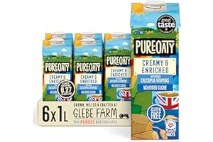 Glebe Farm PureOaty Creamy & Enriched - Barista Style Gluten Free Dairy Free & Vegan Coffee Creamer, High Protein with Calcium & Vitamin B12, 6 x 1 Litre