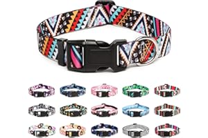 Mercano Collier pour Chien, Collier Classique en Nylon Réglable, Fleur, Océan, Forêt, Tribal Design, Tournesol, Flora, Léopard, pour Petits, Moyens et Grands Chiens (M, Ethnique Rose)