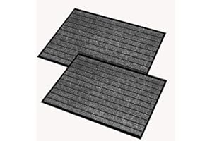 Hafaa Door Mat 2 Pack 40x60cm, Washable Rubber Door Mats Indoor Outdoor - Non-Slip Entrance Rug Doormat – Rubber Back Dirt Trapper Super Absorbent Kitchen Floor Mat, Grey