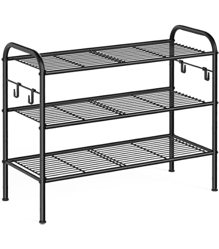 SONGMICS Schoenenrek, 4 niveaus, schoenenrek, schoenenopberger, smal, 28 x 45 x 80 cm, metalen frame, planken van vliesstof, voor hal, slaapkamer, zwart LSR004B02